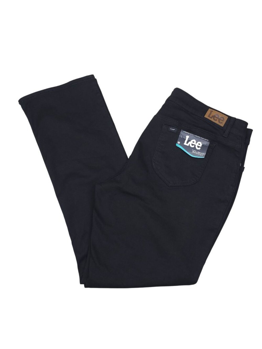 Lee Womens 20W Long Mid Rise Bootcut Jeans Wide Leg Black Regular Fit